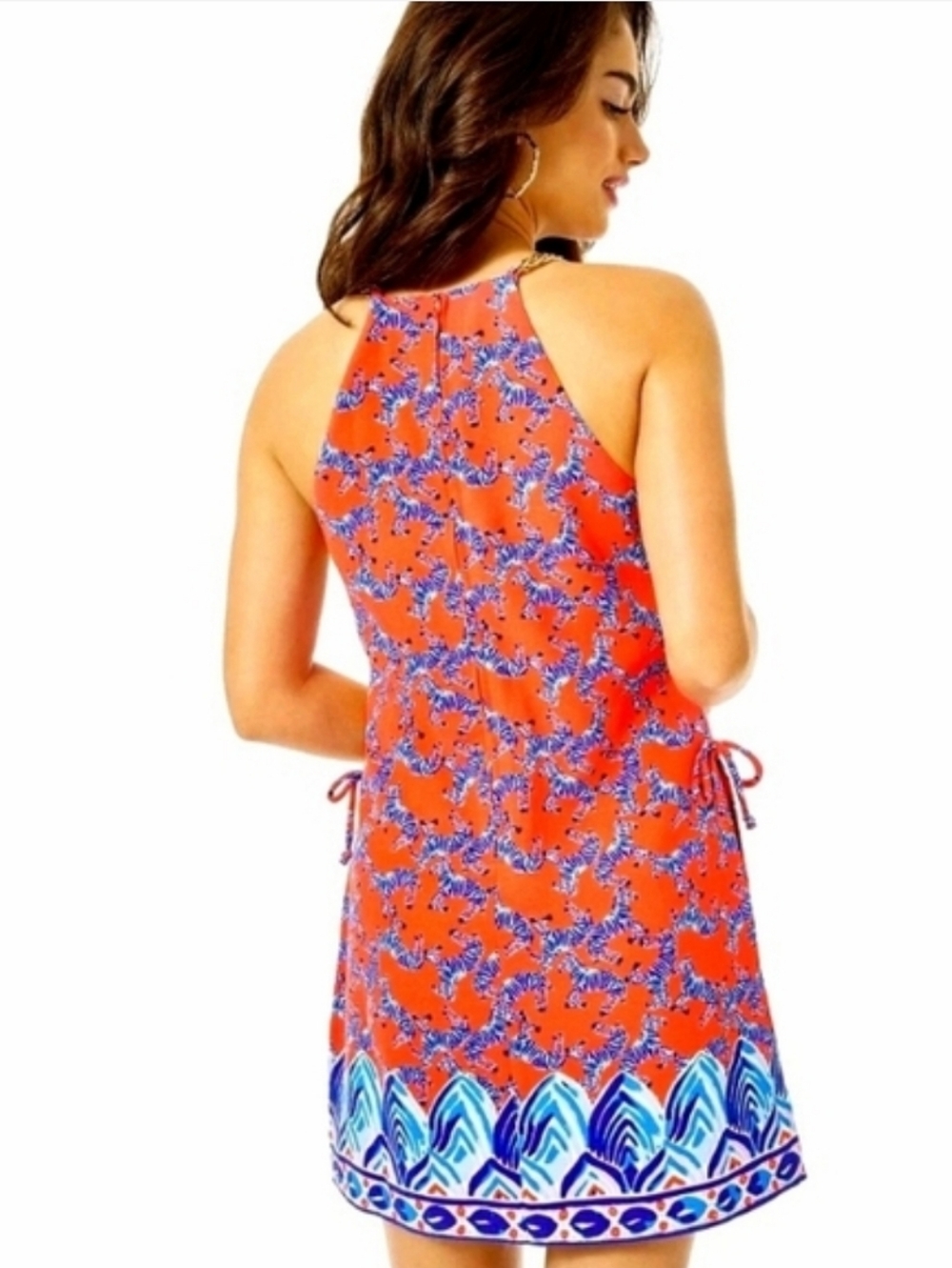 Lilly Pulitzer Pearl Romper Picante Coral Heebee Zeebees Size 8 Like New - Picture 4 of 16